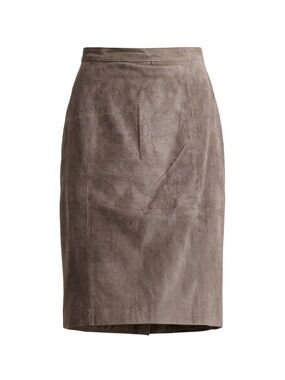 Bagatelle Vintage 100% Genuine Leather Suede Midi Skirt - Taupe Gray - Size 6